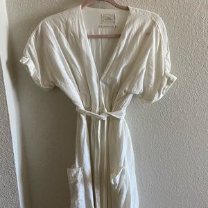 Urban Outfitters Gabrielle Linen Midi Wrap Dress